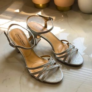 American Glamour Badgley Mischka Sparkly Silver Heels